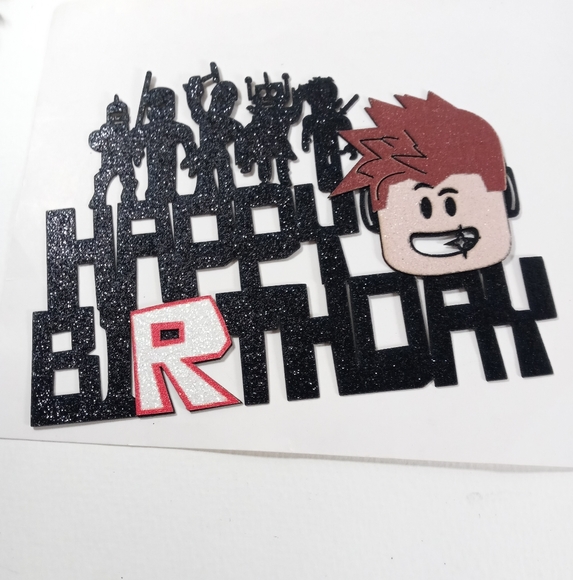 Birthday Cake topper for Sandbox Video Game. Sandbox Glitter Birthday cake toppe - Picture 1 of 3